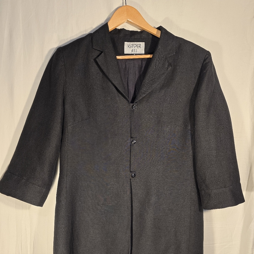 Kasper ASL Linen Blazer Half Sleeve Women Size 10 Classic Capsule Minimalist